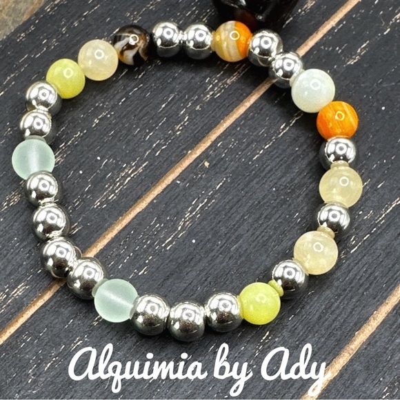 Alquimia Silver and Green Beaded Bracelet Eclectic Design aventurine Jade - Picture 1 of 1